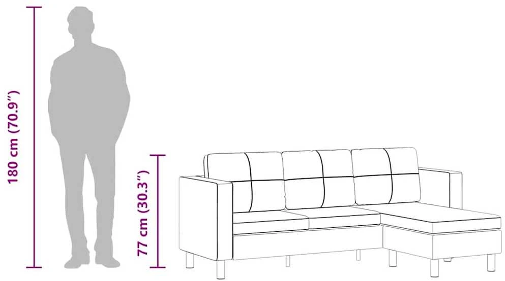 Sofa, trivietė, dirbtinė oda, balta
