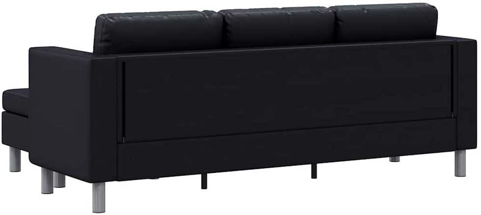 Sofa, trivietė, dirbtinė oda, juoda