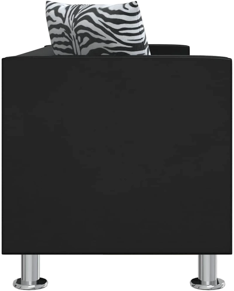 Sofa, trivietė, dirbtinė oda, juoda
