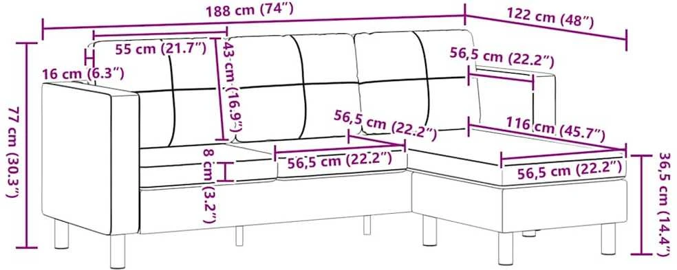 Sofa, trivietė, dirbtinė oda, juoda