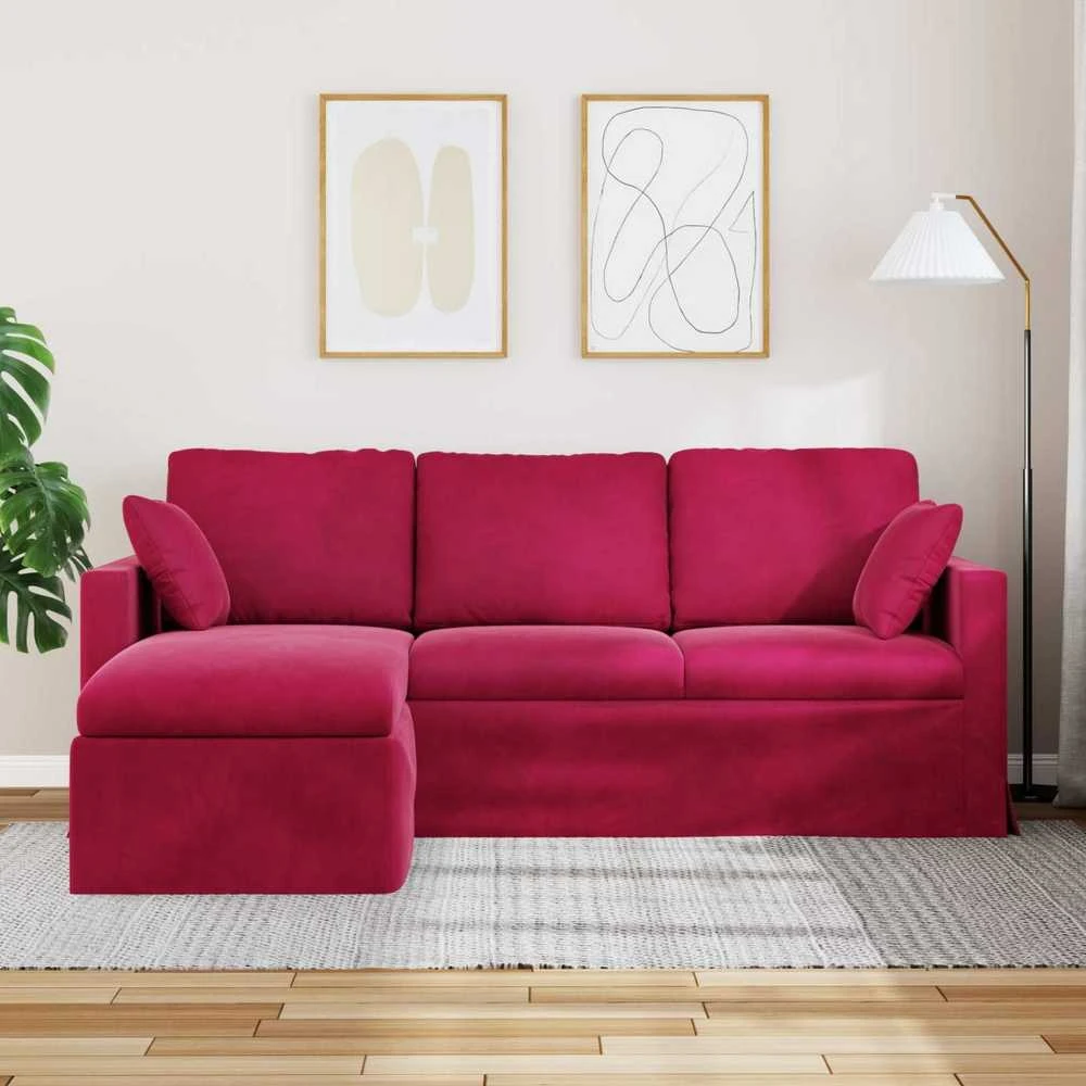 Sofa Vyno raudona 198 x 134 x 80 cm Aksomas