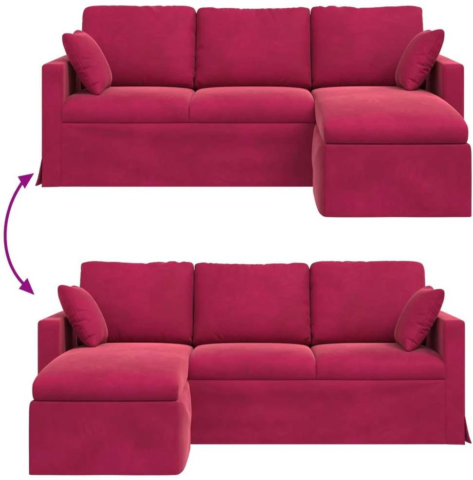 Sofa Vyno raudona 198 x 134 x 80 cm Aksomas