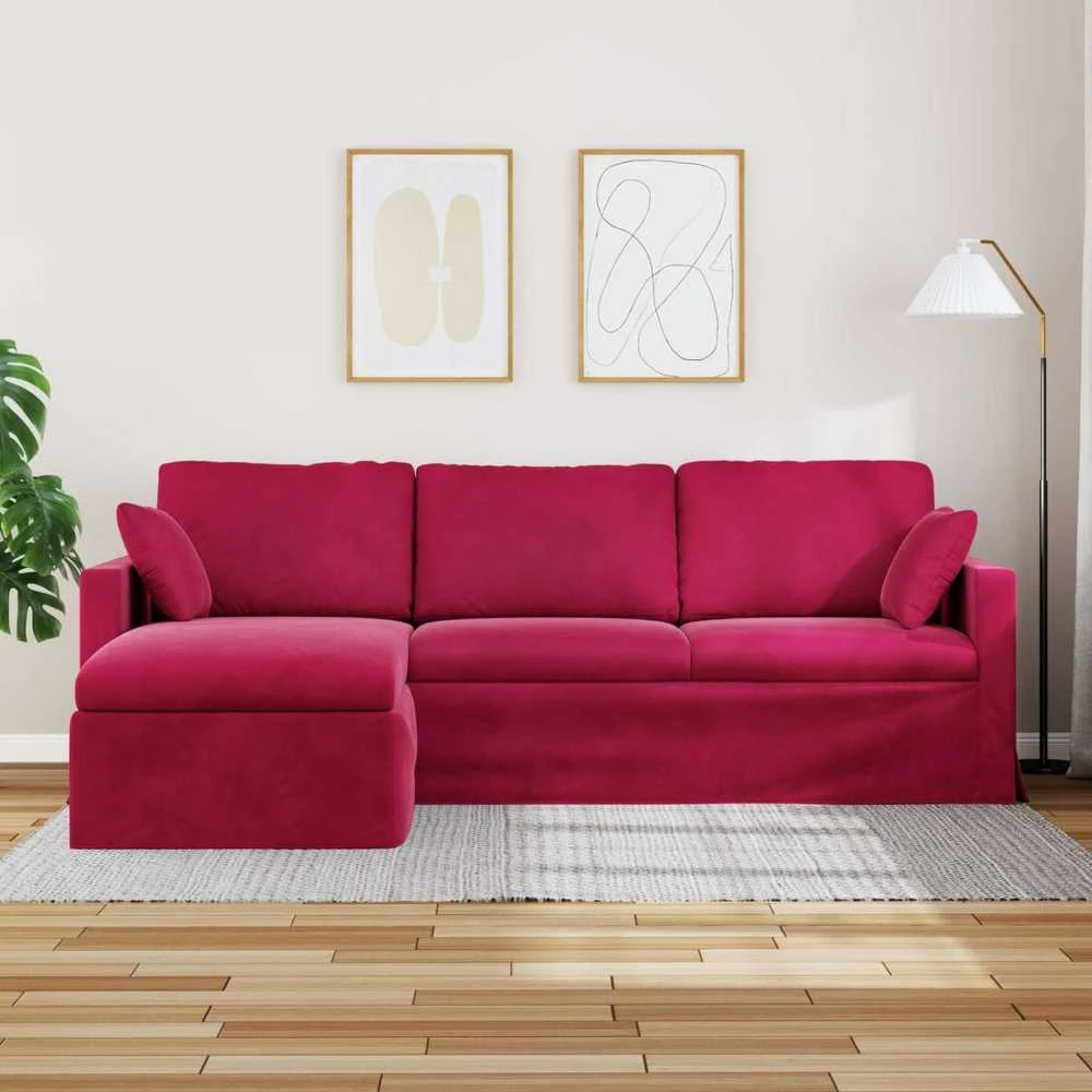 Sofa Vyno raudona 228 x 134 x 80 cm Aksomas