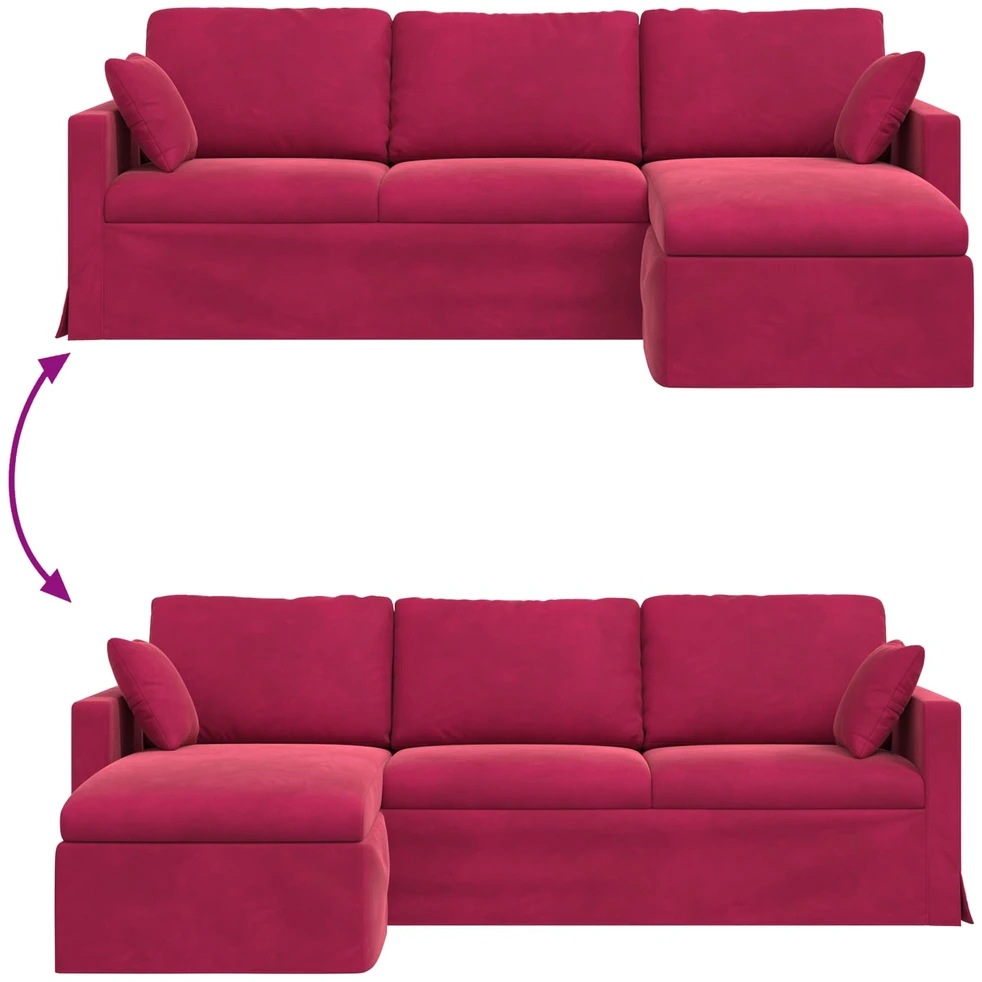 Sofa Vyno raudona 228 x 134 x 80 cm Aksomas