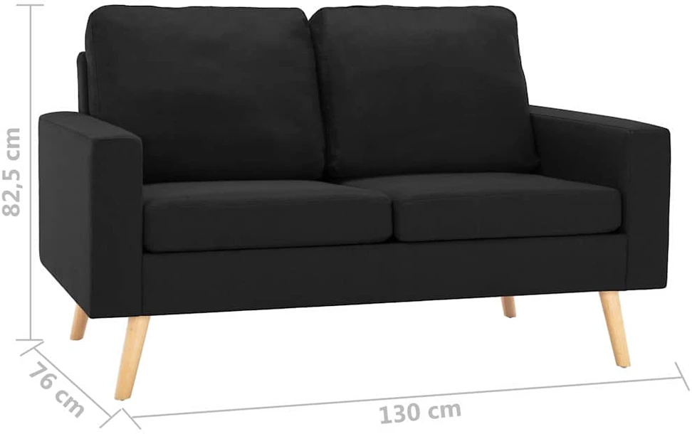 Sofa Sofos komplektas, 2 dalių, juodas, audinys (288702+288712)