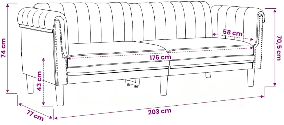 Sofa Sofos komplektas, 2 dalių, juodos spalvos, aksomas