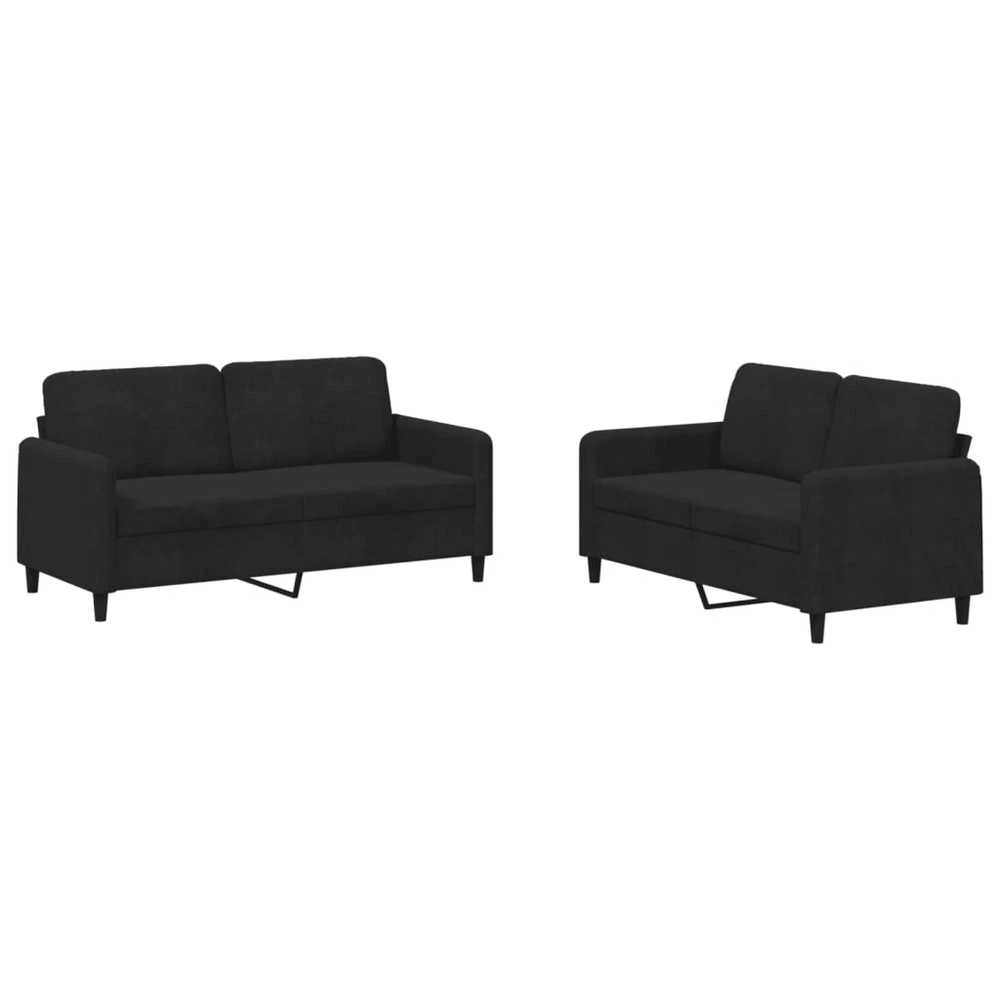 Sofa Sofos komplektas, 2 dalių, juodos spalvos, aksomas