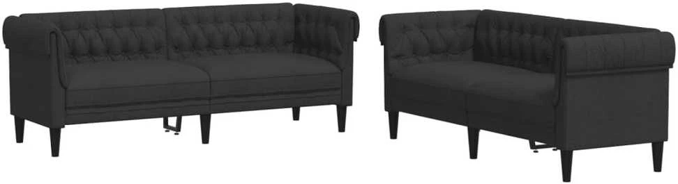 Sofa Sofos komplektas, 2 dalių, juodos spalvos, audinys