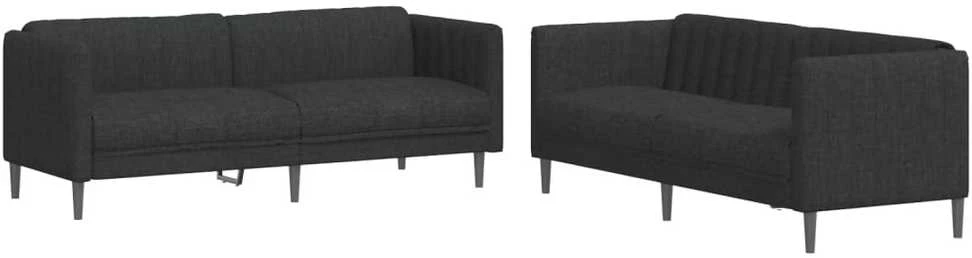 Sofa Sofos komplektas, 2 dalių, juodos spalvos, audinys