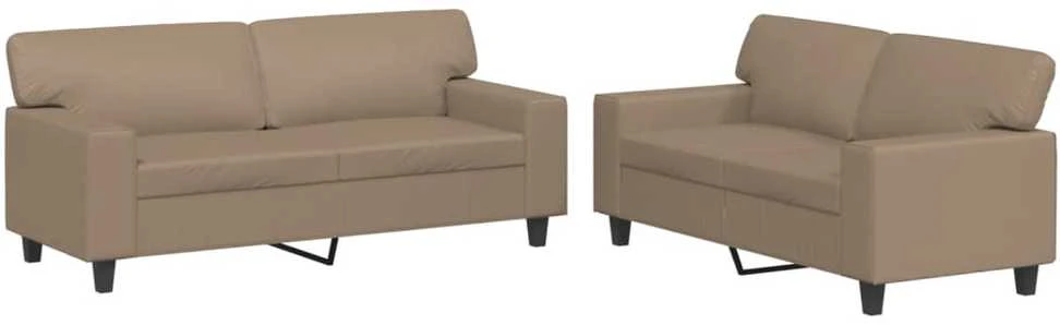 Sofa Sofos komplektas, 2 dalių, kapučino spalvos, dirbtinė oda