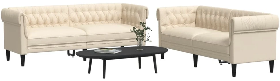 Sofa Sofos komplektas, 2 dalių, kreminės spalvos, audinys