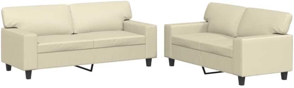 Sofa Sofos komplektas, 2 dalių, kreminės spalvos, dirbtinė oda