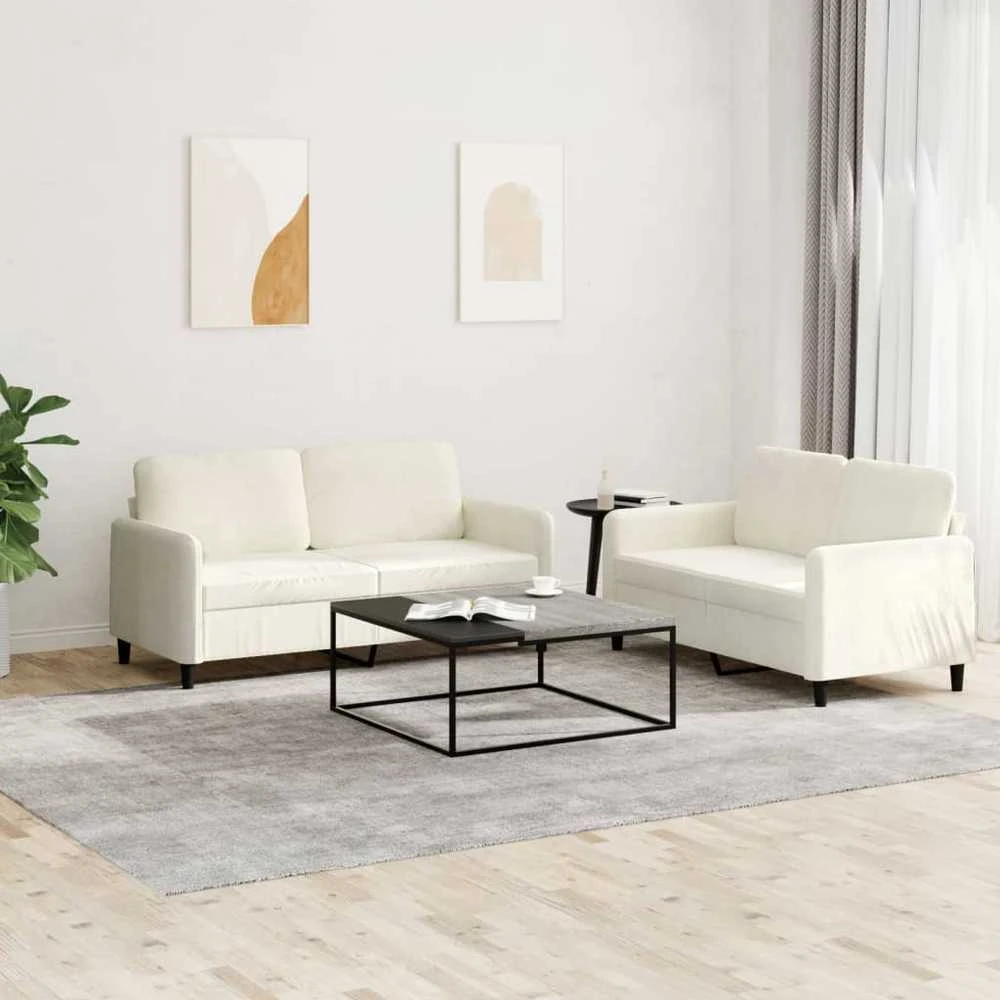 Sofa Sofos komplektas, 2 dalių, kreminės spalvos, aksomas