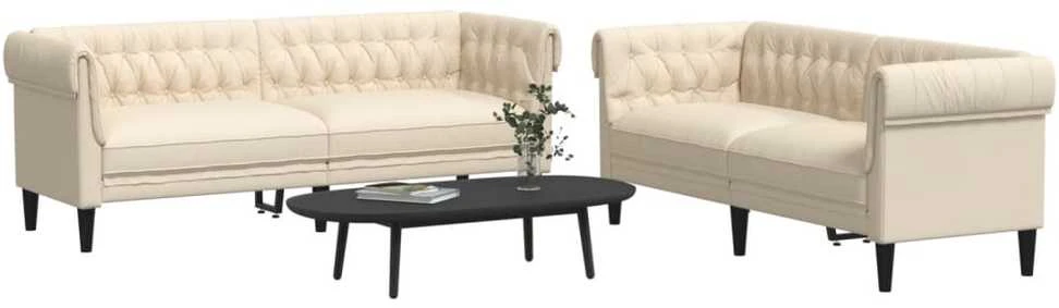 Sofa Sofos komplektas, 2 dalių, kreminės spalvos, audinys