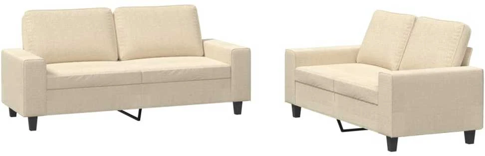Sofa Sofos komplektas, 2 dalių, kreminės spalvos, audinys