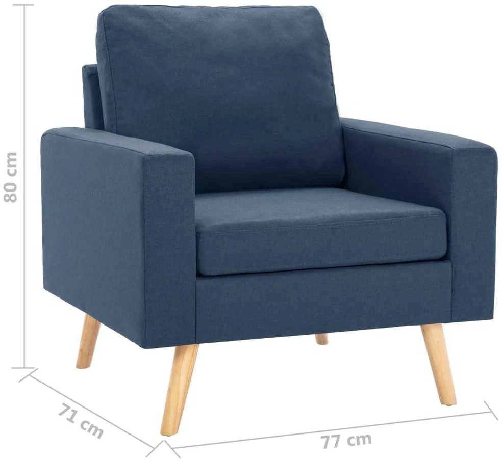 Sofa Sofos komplektas, 2 dalių, mėlynas, audinys (288697+288707)