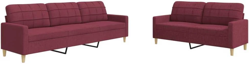 Sofa Sofos komplektas, 2 dalių, raudonojo vyno spalvos, audinys