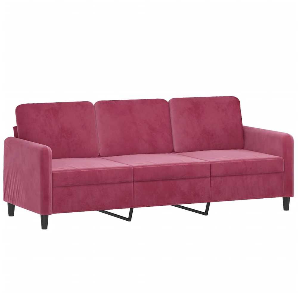 Sofa Sofos komplektas, 2 dalių, raudonojo vyno spalvos, aksomas