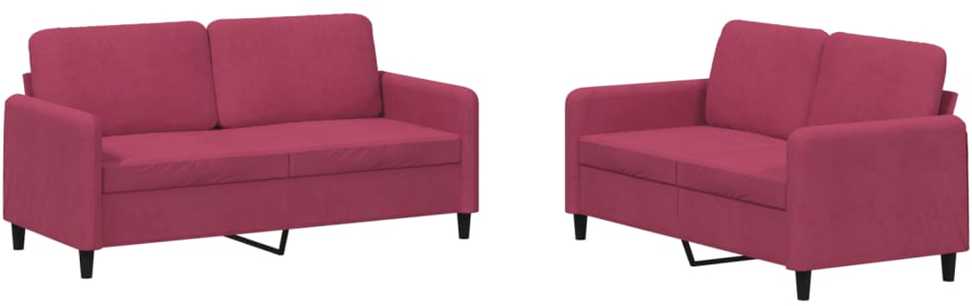 Sofa Sofos komplektas, 2 dalių, raudonojo vyno spalvos, aksomas