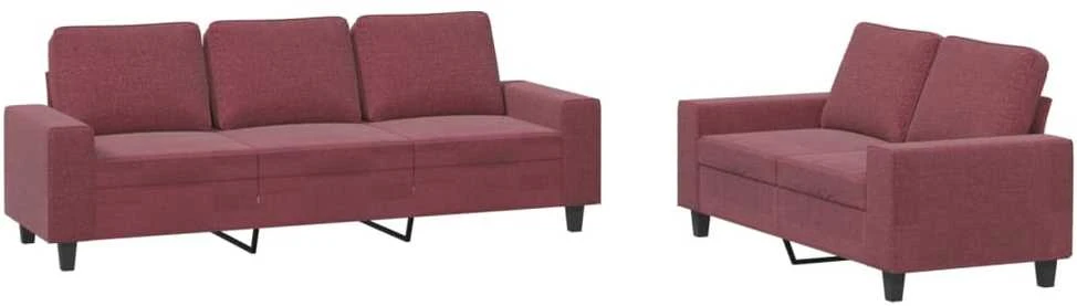 Sofa Sofos komplektas, 2 dalių, raudonojo vyno spalvos, audinys