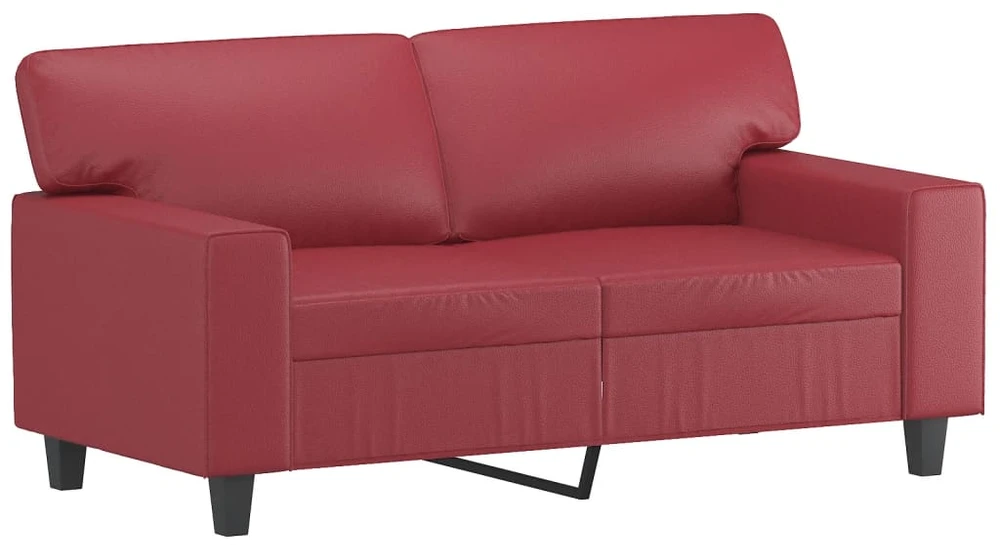 Sofa Sofos komplektas, 2 dalių, raudonojo vyno spalvos, dirbtinė oda