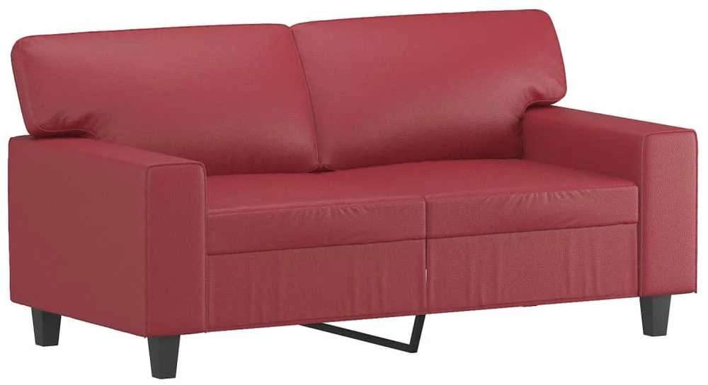 Sofa Sofos komplektas, 2 dalių, raudonojo vyno spalvos, dirbtinė oda