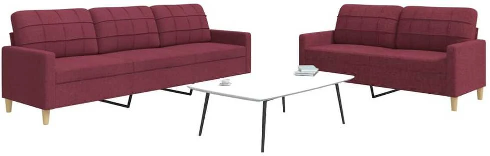 Sofa Sofos komplektas, 2 dalių, raudonojo vyno spalvos, audinys