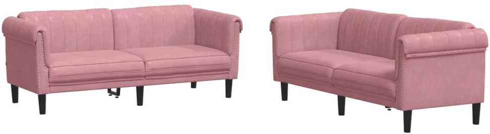 Sofa Sofos komplektas, 2 dalių, rožinės spalvos, aksomas