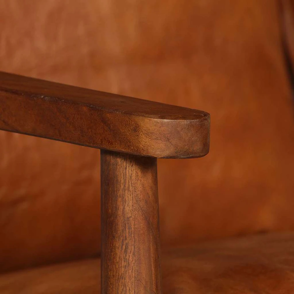 Sofa Sofos komplektas, 2 dalių, rudas, tikra oda ir akacijos masyvas