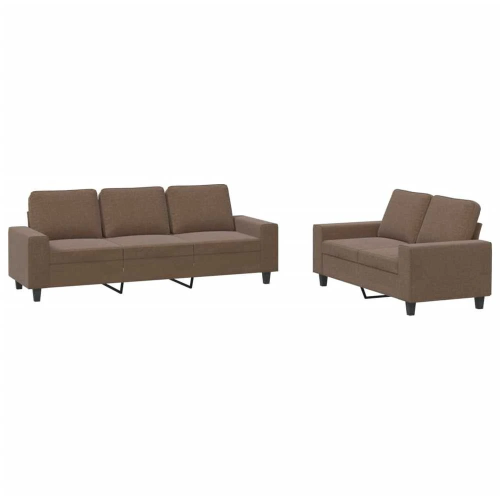 Sofa Sofos komplektas, 2 dalių, rudos spalvos, audinys