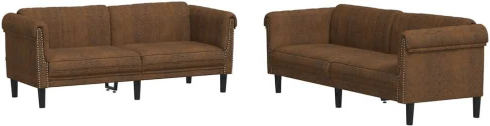 Sofa Sofos komplektas, 2 dalių, rudos spalvos, aksomas