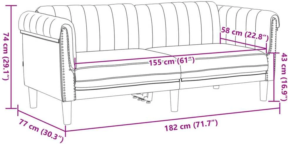 Sofa Sofos komplektas, 2 dalių, rudos spalvos, aksomas