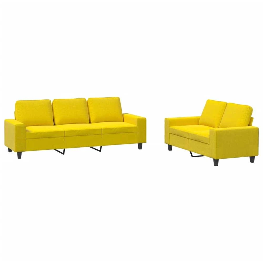 Sofa Sofos komplektas, 2 dalių, šviesiai geltonos spalvos, audinys