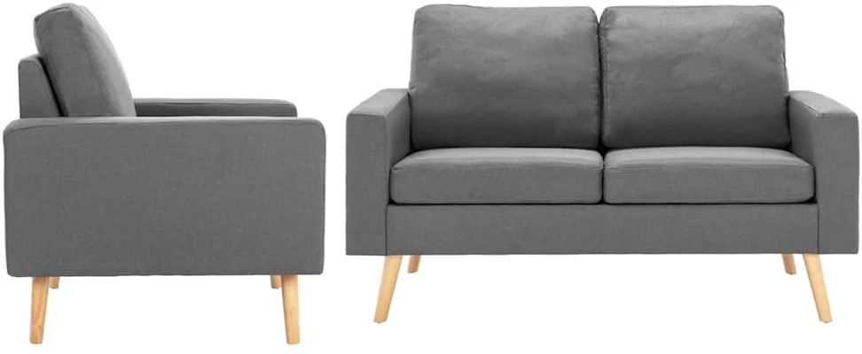 Sofa Sofos komplektas, 2 dalių, šviesiai pilkas, audinys