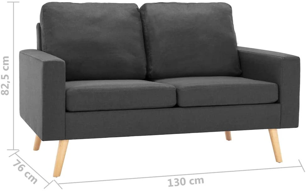 Sofa Sofos komplektas, 2 dalių, tamsiai pilkos spalvos, audinys