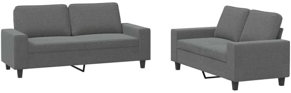 Sofa Sofos komplektas, 2 dalių, tamsiai pilkos spalvos, audinys