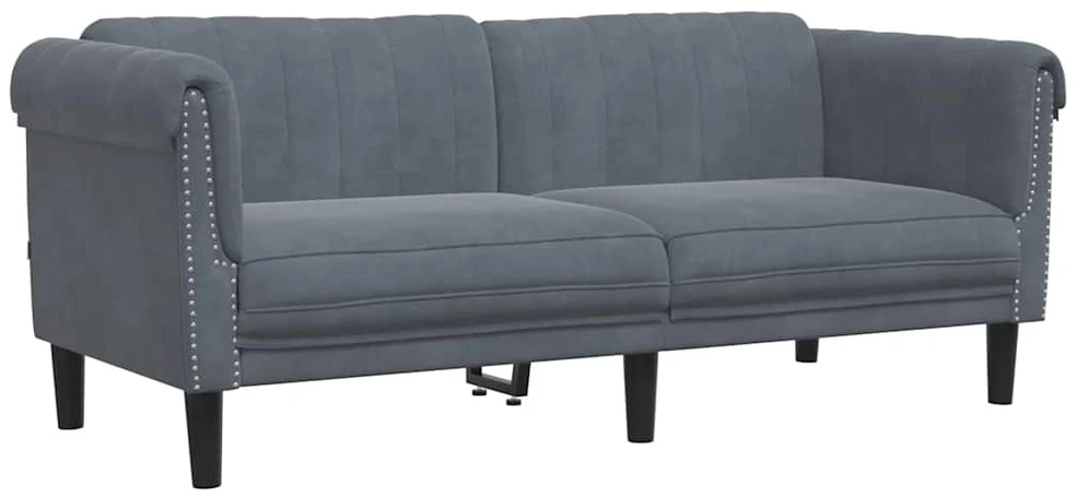 Sofa Sofos komplektas, 2 dalių, tamsiai pilkos spalvos, aksomas