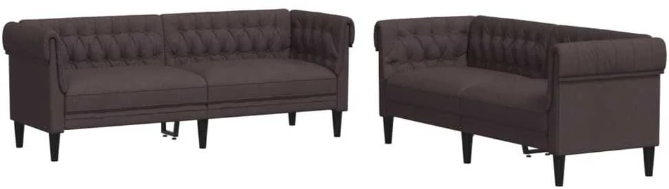 Sofa Sofos komplektas, 2 dalių, tamsiai rudos spalvos, audinys