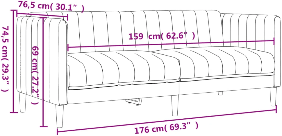 Sofa Sofos komplektas, 2 dalių, tamsiai rudos spalvos, audinys