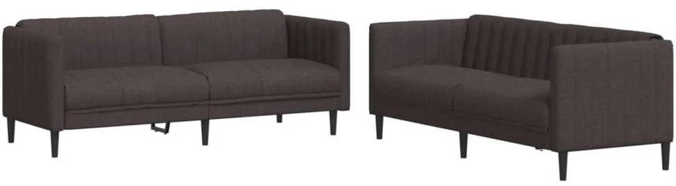 Sofa Sofos komplektas, 2 dalių, tamsiai rudos spalvos, audinys