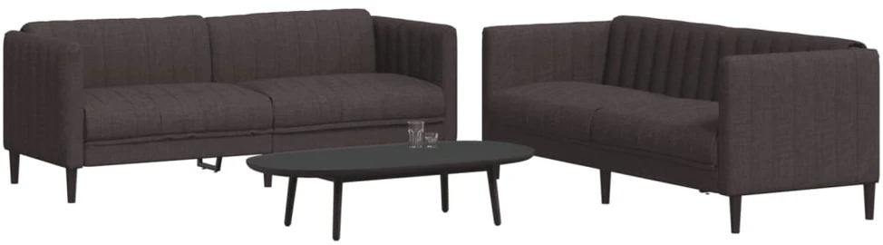 Sofa Sofos komplektas, 2 dalių, tamsiai rudos spalvos, audinys
