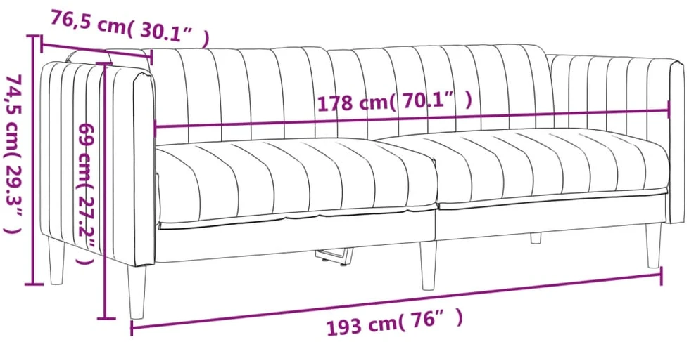 Sofa Sofos komplektas, 2 dalių, tamsiai rudos spalvos, audinys