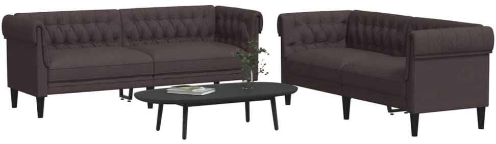 Sofa Sofos komplektas, 2 dalių, tamsiai rudos spalvos, audinys