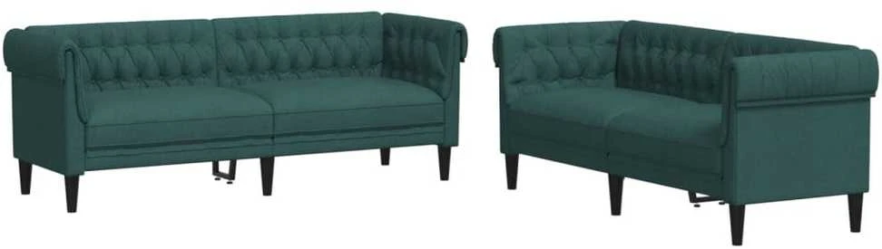 Sofa Sofos komplektas, 2 dalių, tamsiai žalios spalvos, audinys