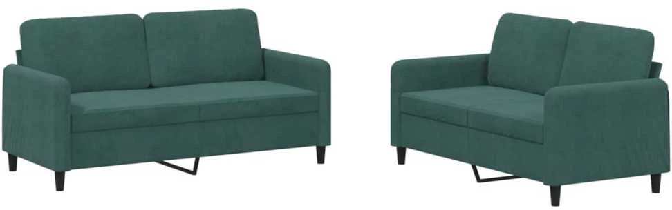 Sofa Sofos komplektas, 2 dalių, tamsiai žalios spalvos, aksomas
