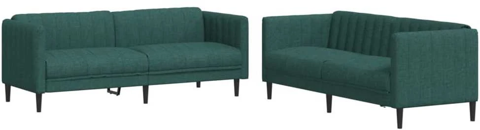 Sofa Sofos komplektas, 2 dalių, tamsiai žalios spalvos, audinys