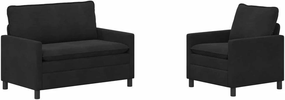 Sofa Sofos komplektas 2 vnt. Juoda Aksomas