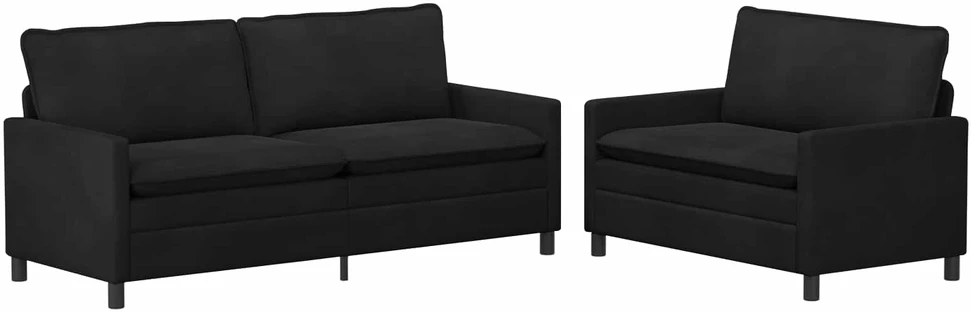 Sofa Sofos komplektas 2 vnt. Juoda Aksomas