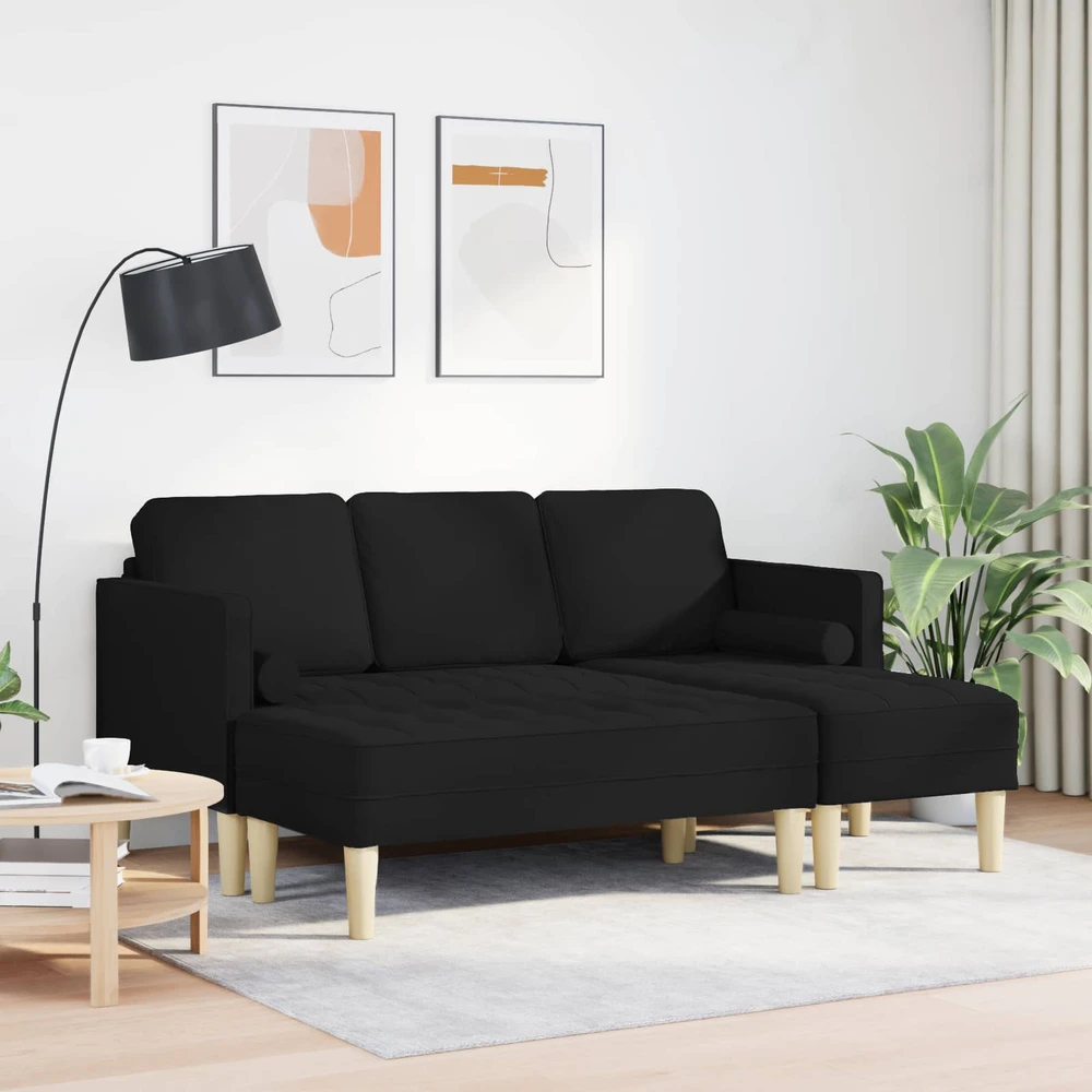 Sofa Sofos komplektas 2 vnt. Juoda Poliesteris
