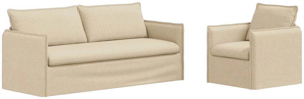 Sofa 2 pcs Kreminė Metalas